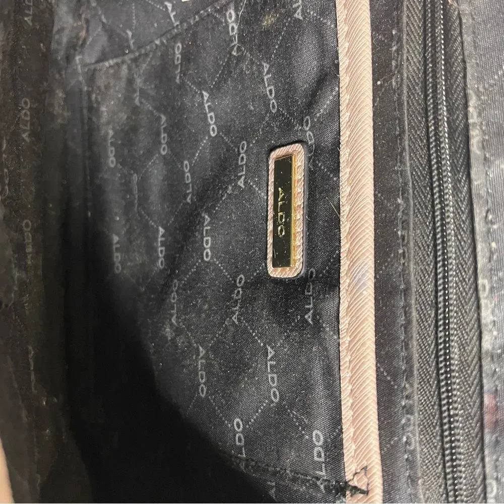 Aldo rose gold glitter &light brown velvet satchel/shoulder bag gold tone accent